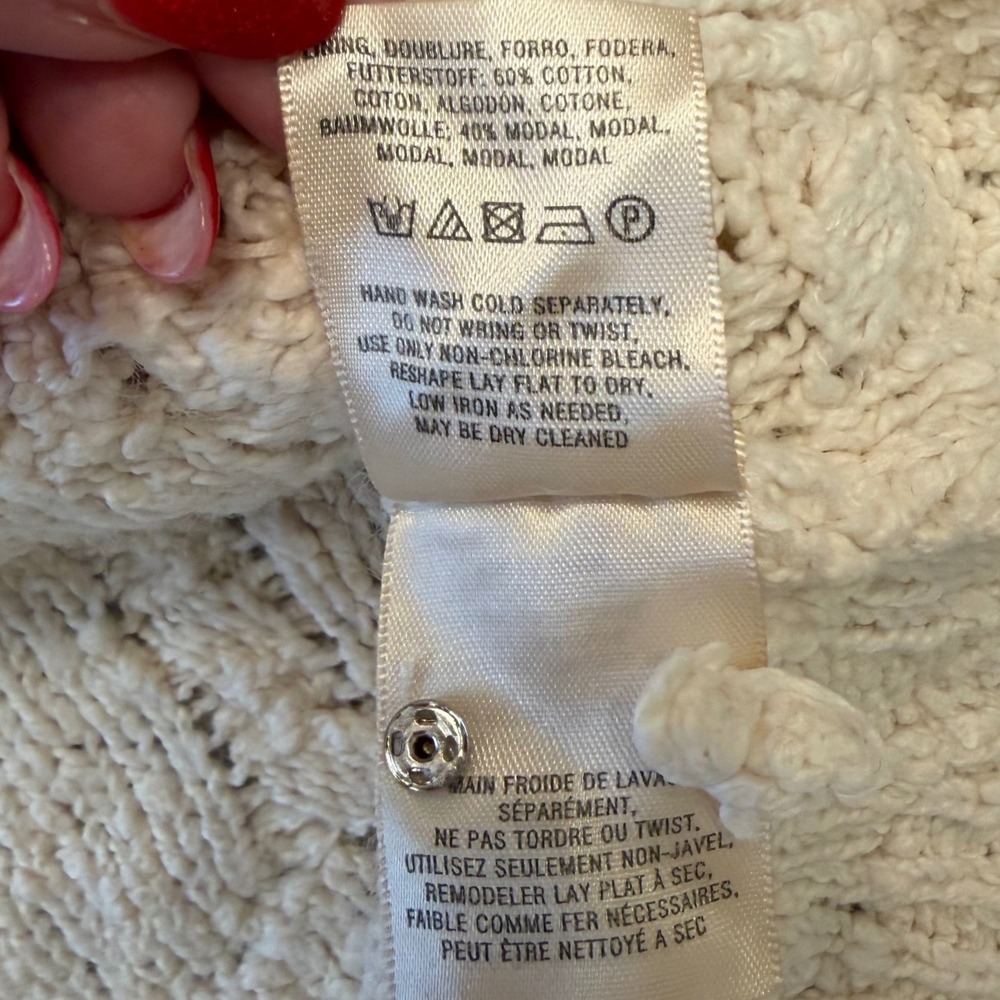 Anthropologie Sleeping On Snow XL Cream Knit Cowl Neck Sweater Pocket Mini Dress - Picture 9 of 10